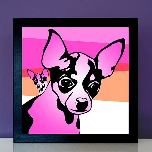 Chihuahua kurzhaar PopArt Bilder Poster aus der Serie Retro Dogs, ausbelichtetes Foto, Druck, Geschenkidee