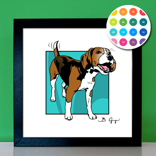 Beagle süße Hunde Bild Pop Art Bilder Poster Leinwandbild Foto Kunstdruck - Geschenke für Beaglebesitzer Beaglefans Beaglefreunde Beagleliebhaber Beaglezüchter