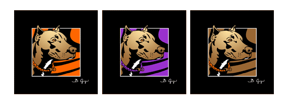 American Pit Bull Terrier kupiert 3x Pop Art Hundebilder - 3 teilig Pop Art Tierbilder bunte Hundeportraits Bilder Poster Leinwandbild Tierportraits Geschenke zum Geburtstag für Hundeliebhaber Hunde Pitbull Staffordshire Fans Besitzer und Freunde, Hundebesitzer und Hundebesitzerinnen